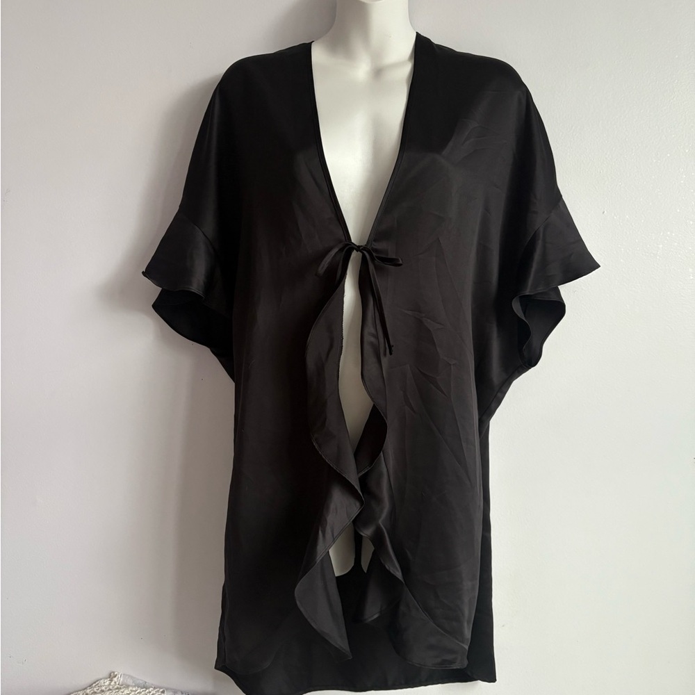 Victoria’s Secret Y2K black satin tie-front robe